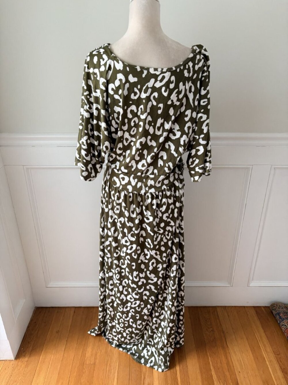 Eldridge Printed Cutout Maxi Dress Green 3X Stretch Jersey - Picture 5 of 6